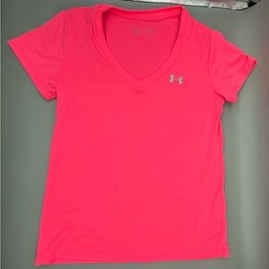 Under Armour Women's Pink V-Neck Top, T Shirt